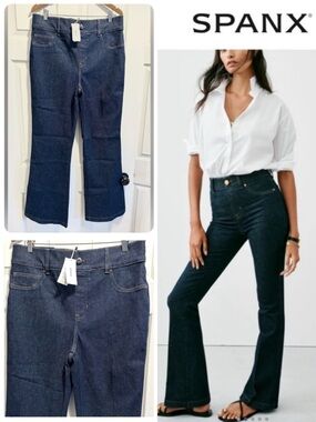 NWT SPANX Original EveryWear Flare Jeans Raw Indigo SPANXshape Size 1X NEW